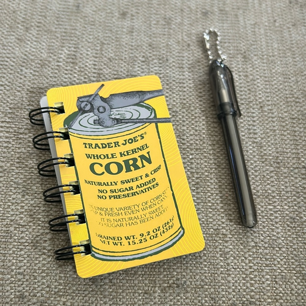 Trader Joe’s recycled gift card notepad with pen